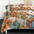 Fall Bedding Queen Quilt Pumpkin Bedspread - Soft Lightweight