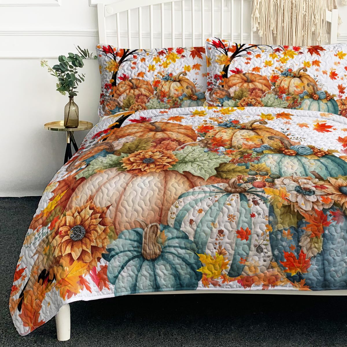 BlessLiving Fall Bedding Queen Quilt for Cozy Farmhouse Decor