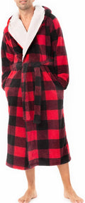 DAVID ARCHY Men's Soft Fleece Plush Robe Full Length - Cozy Hooded