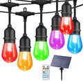 96FT Solar Outdoor String Lights - Dimmable RGB Patio Edison Bulbs