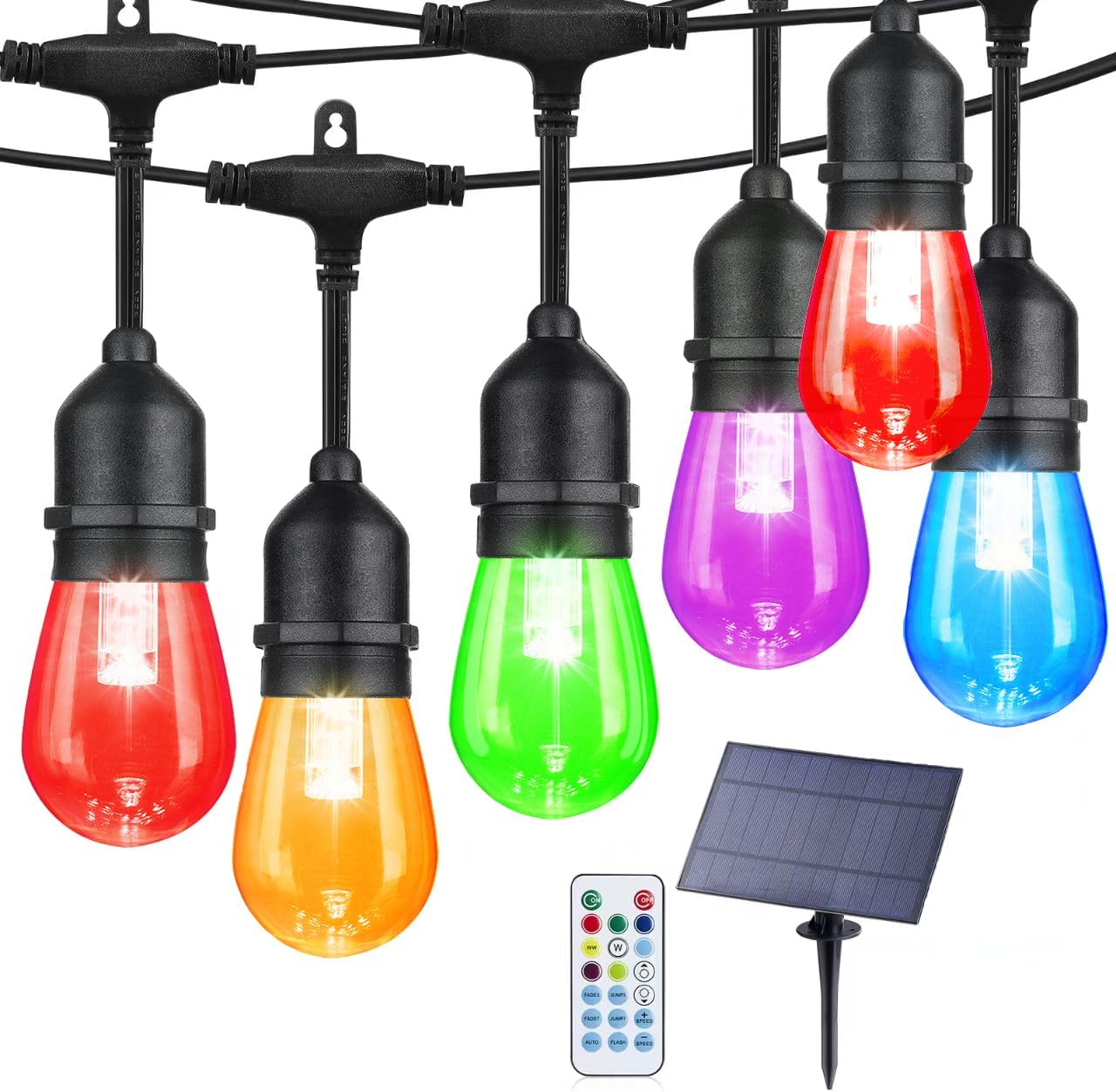 96FT Solar Outdoor String Lights with 30 Shatterproof Bulbs