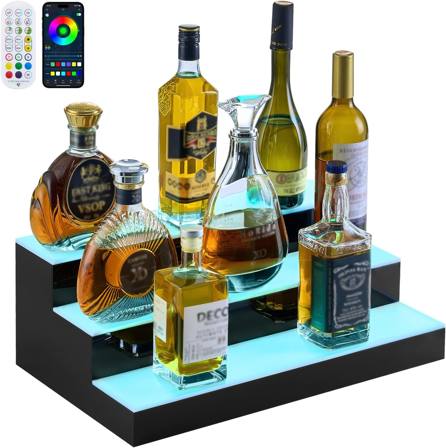 VEVOR LED Lighted Liquor Bottle Display for Home Bar Shelf