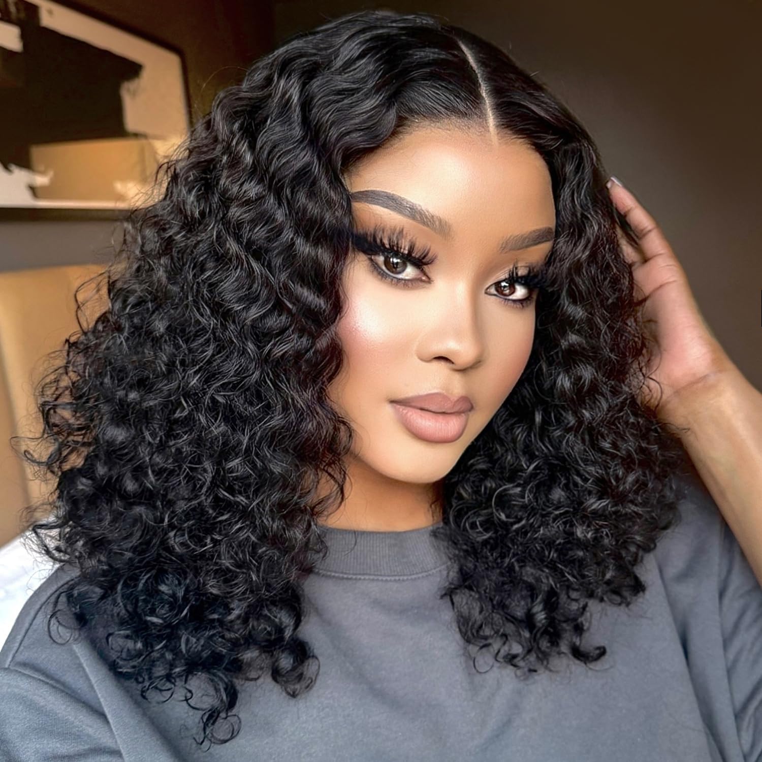 Bob Wig Human Hair 13x6 Lace Frontal Deep Curly Wave 16 Inch