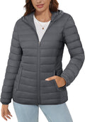 Women's Lightweight Hooded Puffer Jacket - Quilted, Water-Resistant