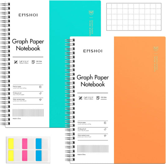 EMSHOI 2-Pack B5 Large Grid Notebook Set