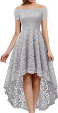 Dressystar Women's Lace Cocktail Dress Hi-Lo Off Shoulder Style