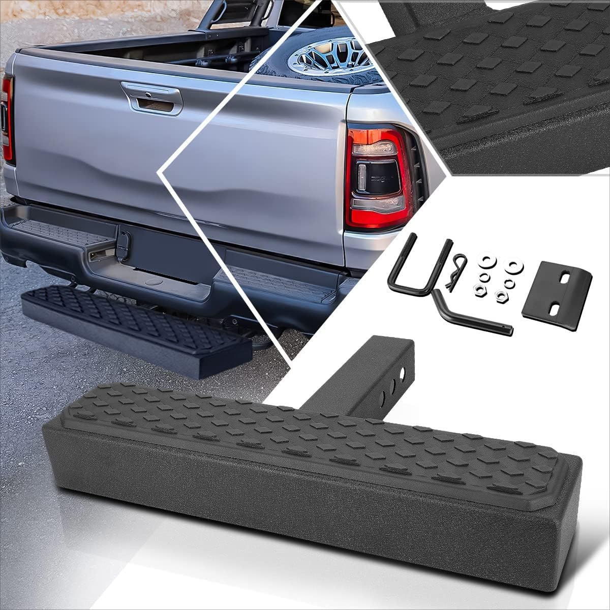 Hitch Step with 2 Receiver for Pickup Truck and SUV Use