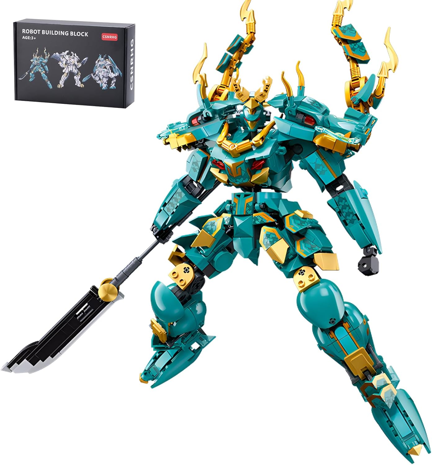 Green Dragon Samurai Mech Robot Building Blocks Set for Ages 8