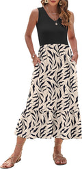 Womens Maxi Dress 2025 Sleeveless V Neck Tiered Sundress