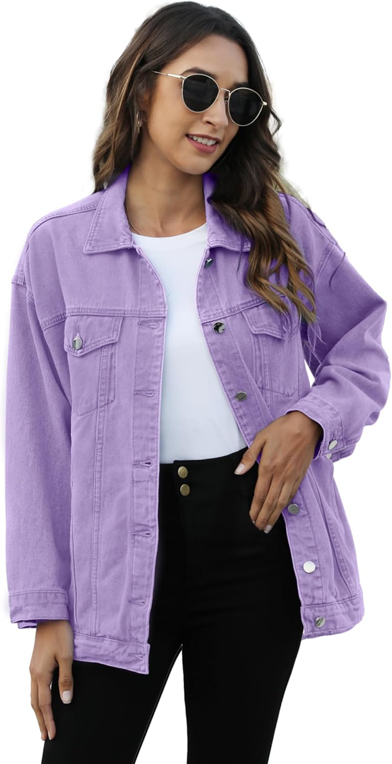 Omoone Women's Oversized Mid Long Denim Jacket for Casual Style