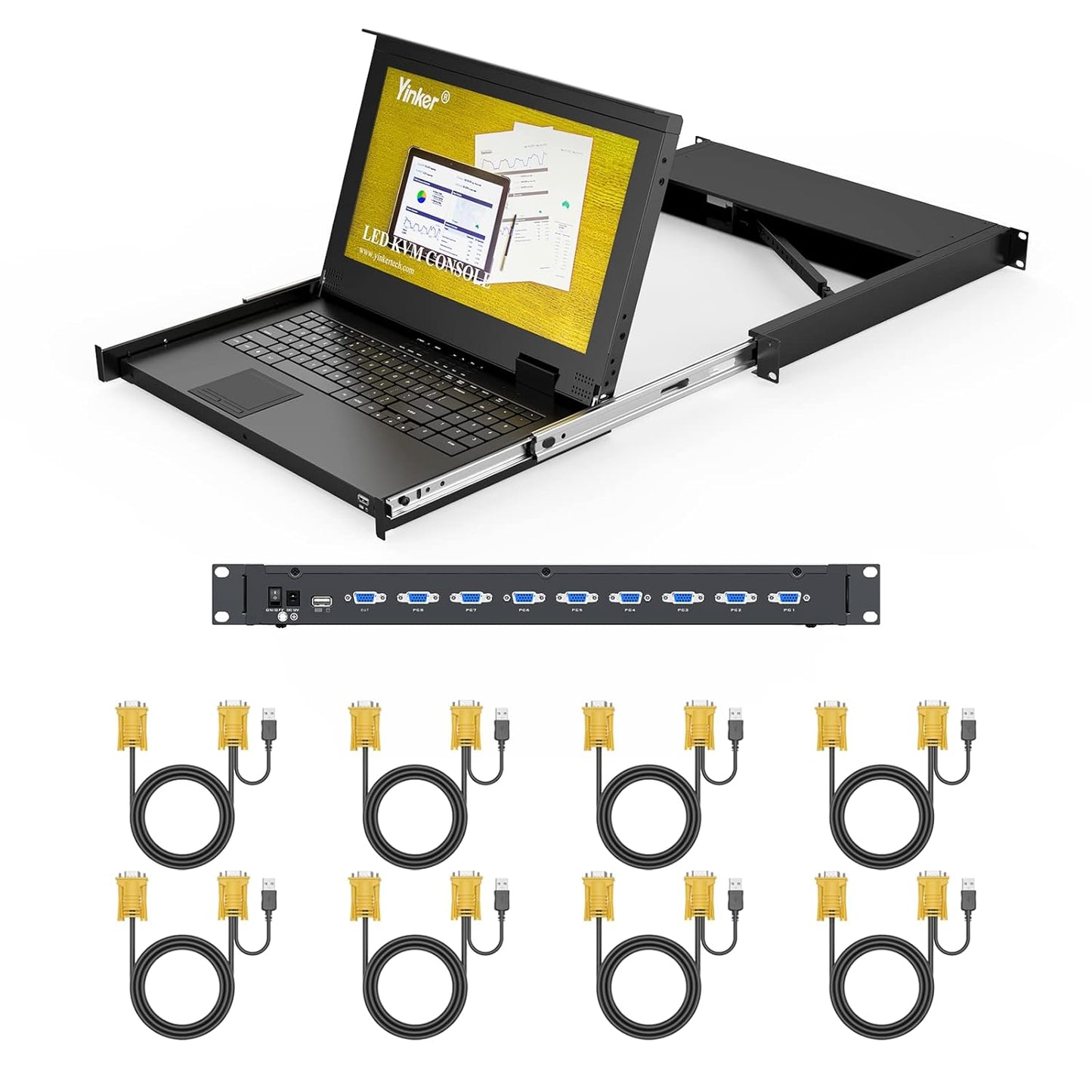 8 Port Rack Mount LCD KVM Console with 15.6 inch Monitor