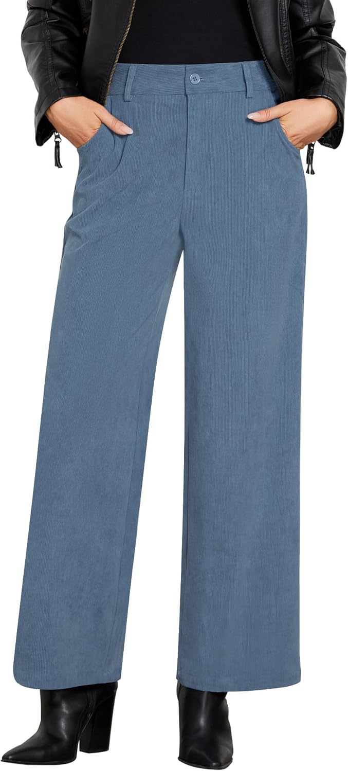 GRAPENT Corduroy Wide Leg Pants for Women - High Waisted Style