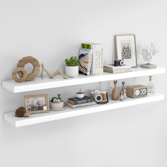 72Inch Floating Shelves for Wall - Rustic Wood Storage Solution