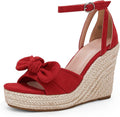 Womens Faux Suede Wedge Platform Sandals with Bowknot - Summer