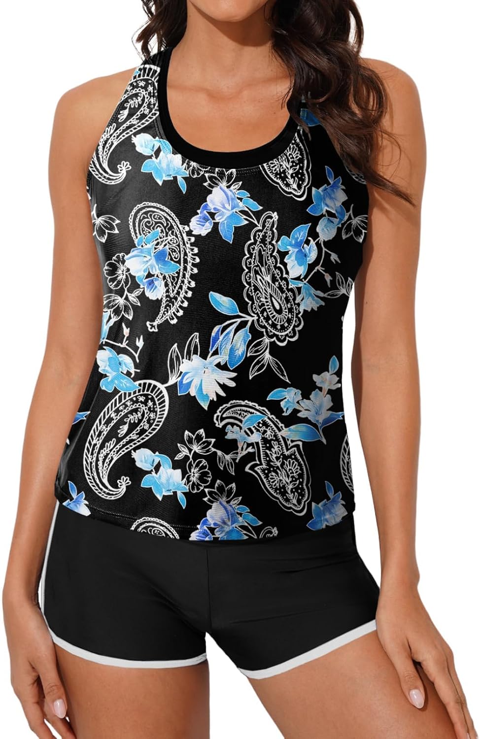 Aleumdr Womens Athletic 3 Piece Tankini Swimsuits for Summer Fun