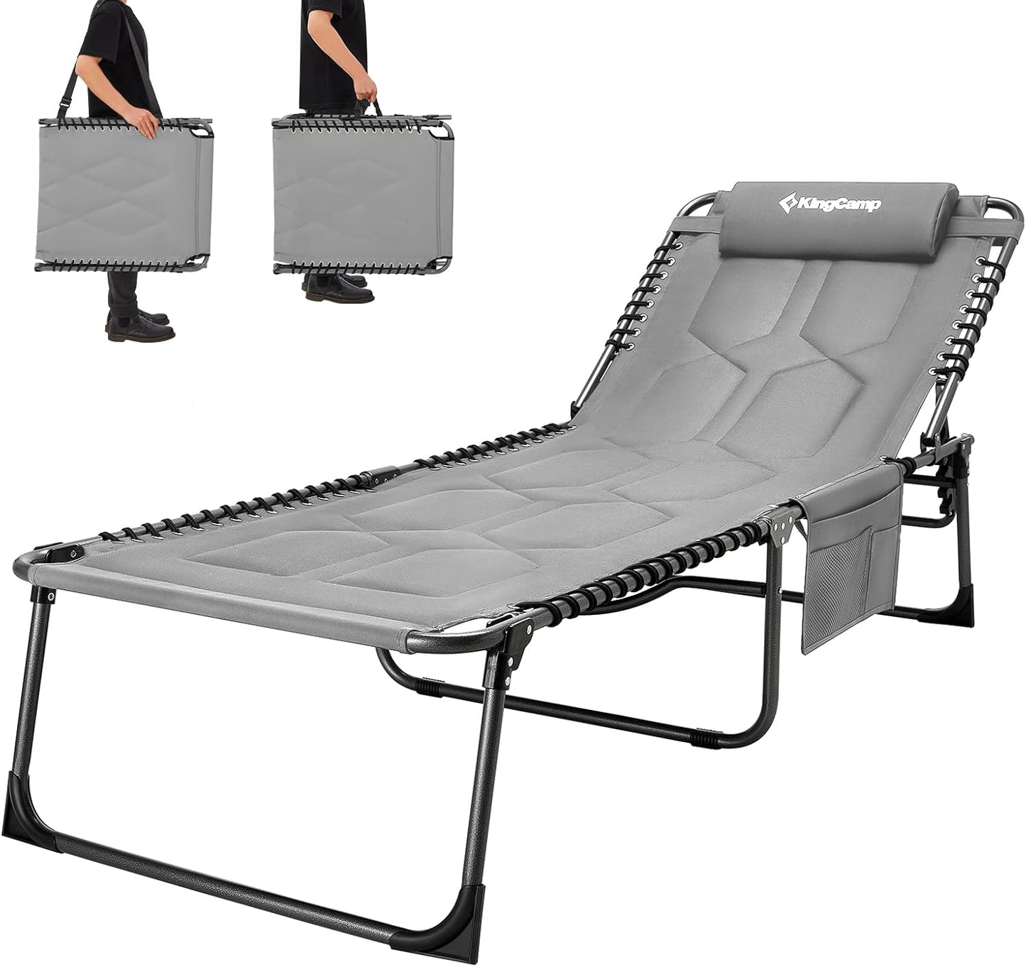 Oversize Padded Folding Chaise Lounge Chair for Outdoor Relaxation