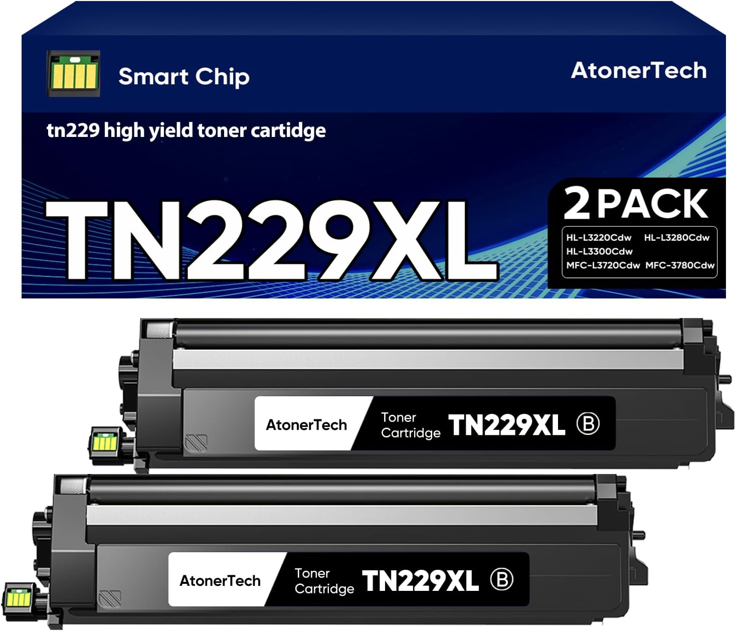 High Yield TN229 Toner Cartridge for Brother Printers - 2-Pack