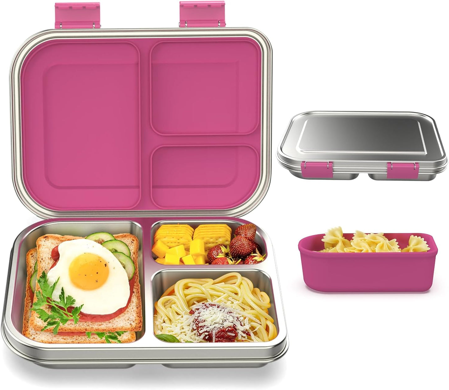Stainless Steel Bento Box for Kids with 3 Compartments Leak Proof
