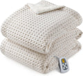 CAROMIO Heated Blanket Twin Size Waffle Weave - Fast Heating Cozy