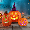 Halloween LED Jack-O-Lantern Lights with Purple Bat Hat