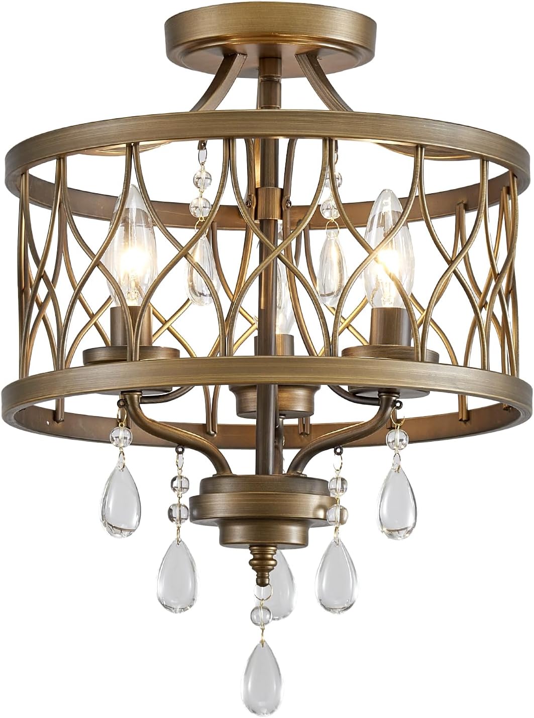 Farmhouse Crystal Ceiling Light Fixture for Vintage Elegance