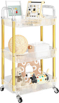 3-Tier Rolling Cart Makeup Cart with Wheels - Versatile Storage