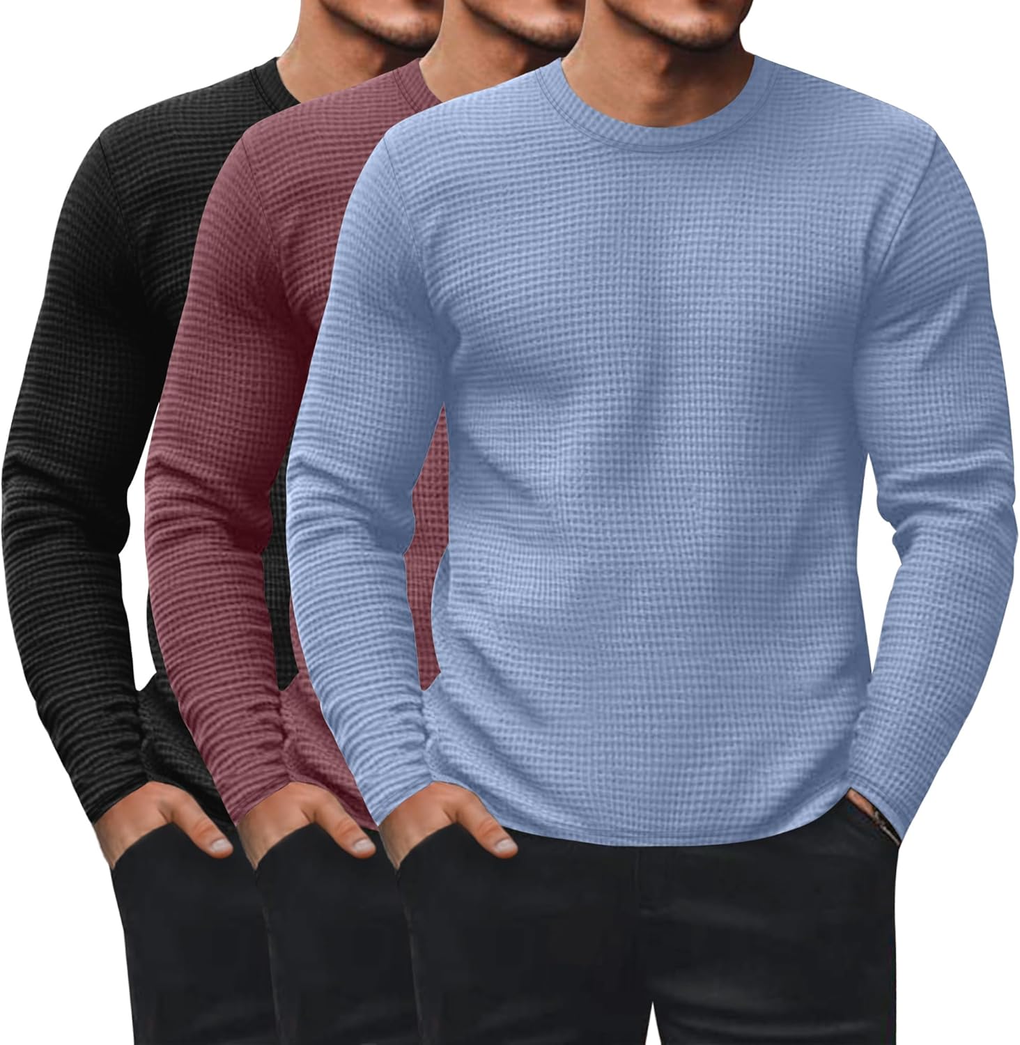 Ficerd Men's Waffle Long Sleeve Shirts for Casual Comfort