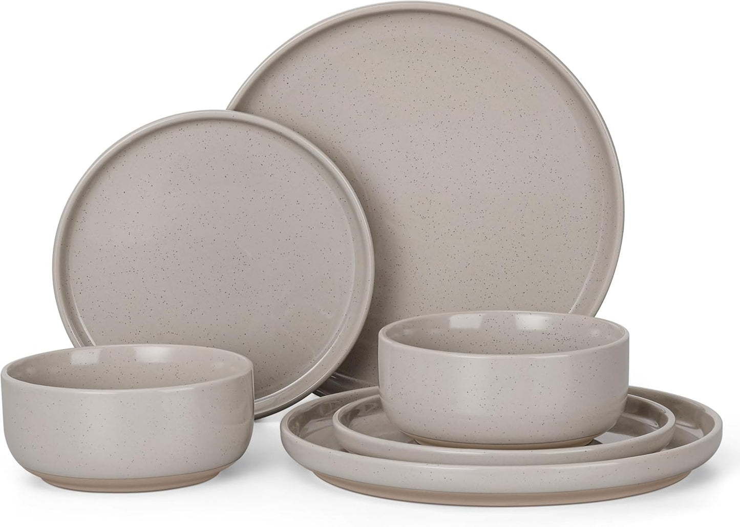 HaWare Stoneware Dinnerware Sets for 2, 6-Piece Plates & Bowls