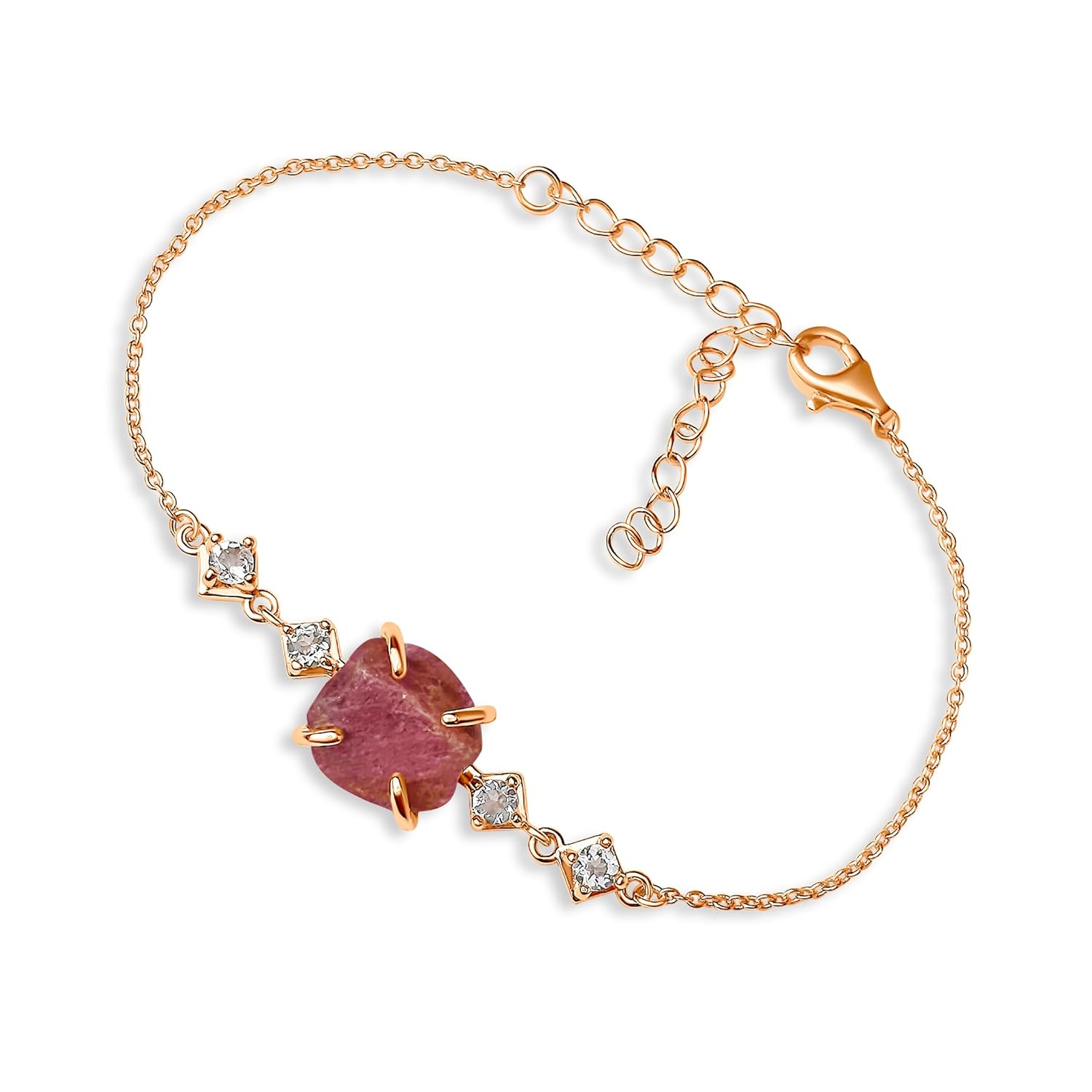 Raw Ruby Chain Bracelet for July Birthstone Gift for Her