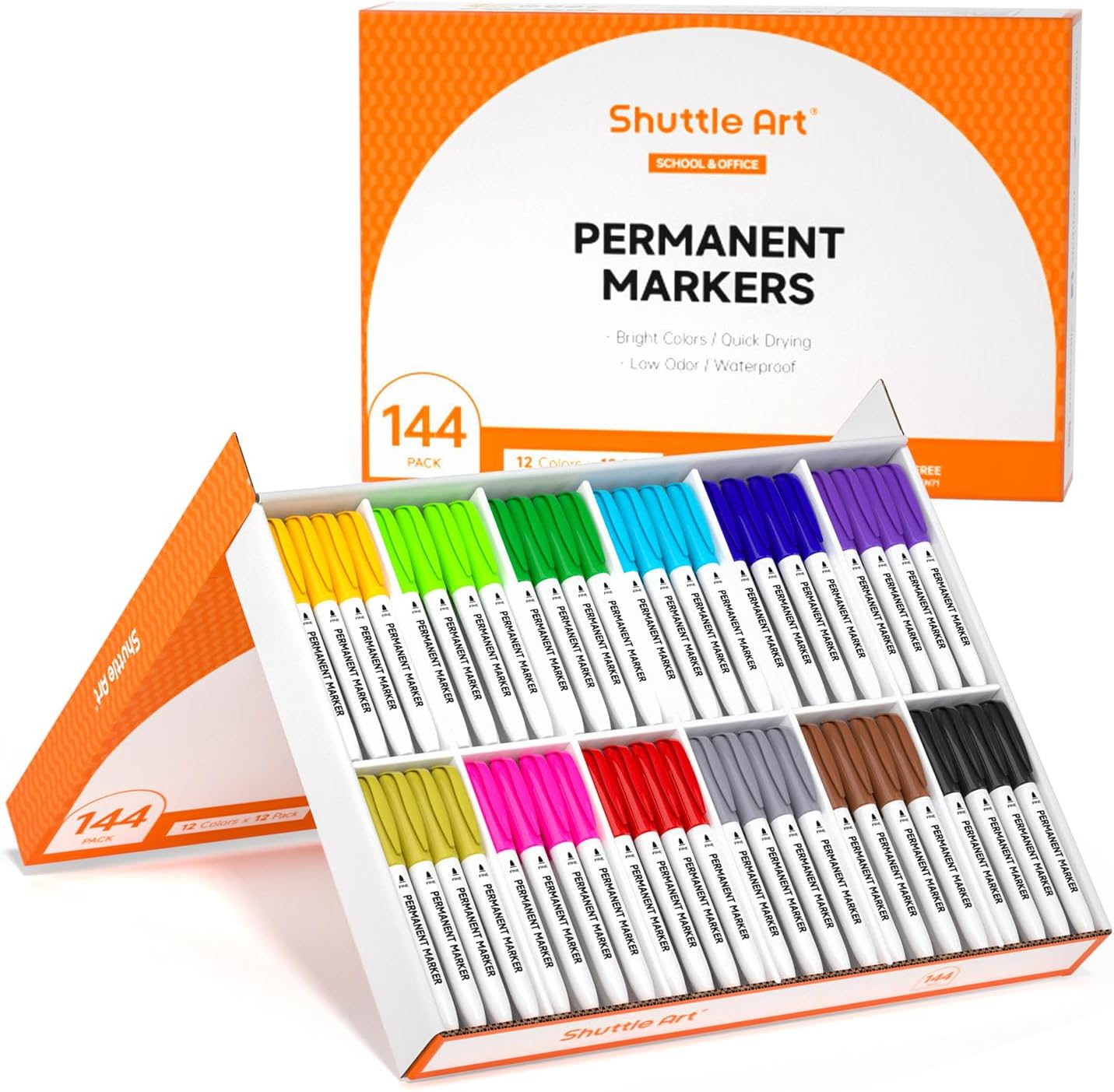 Shuttle Art 144 Pack Permanent Markers for Vibrant Creativity