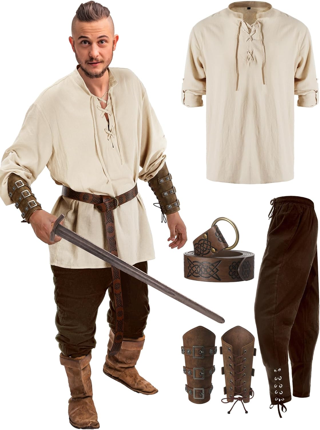Renaissance Costume Set for Men: Medieval Pirate Outfit Essentials
