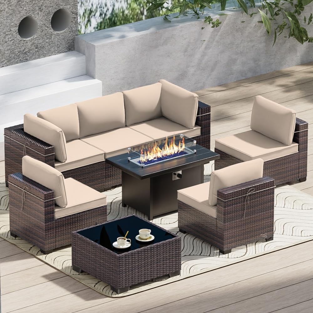Outdoor Terrace Furniture Set with 43 inch Fire Pit Table