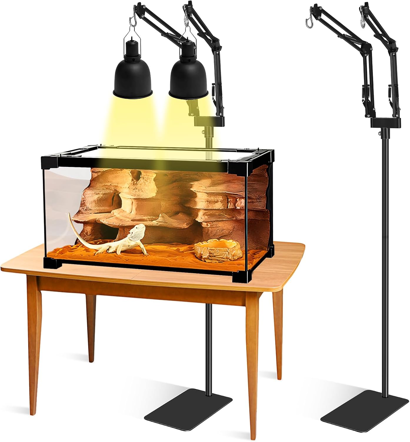 Dual Reptile Lamp Stand for Optimal Lighting Conditions