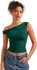 Women Off Shoulder Sleeveless Crop Tank Top - Y2K Going Out Fit
