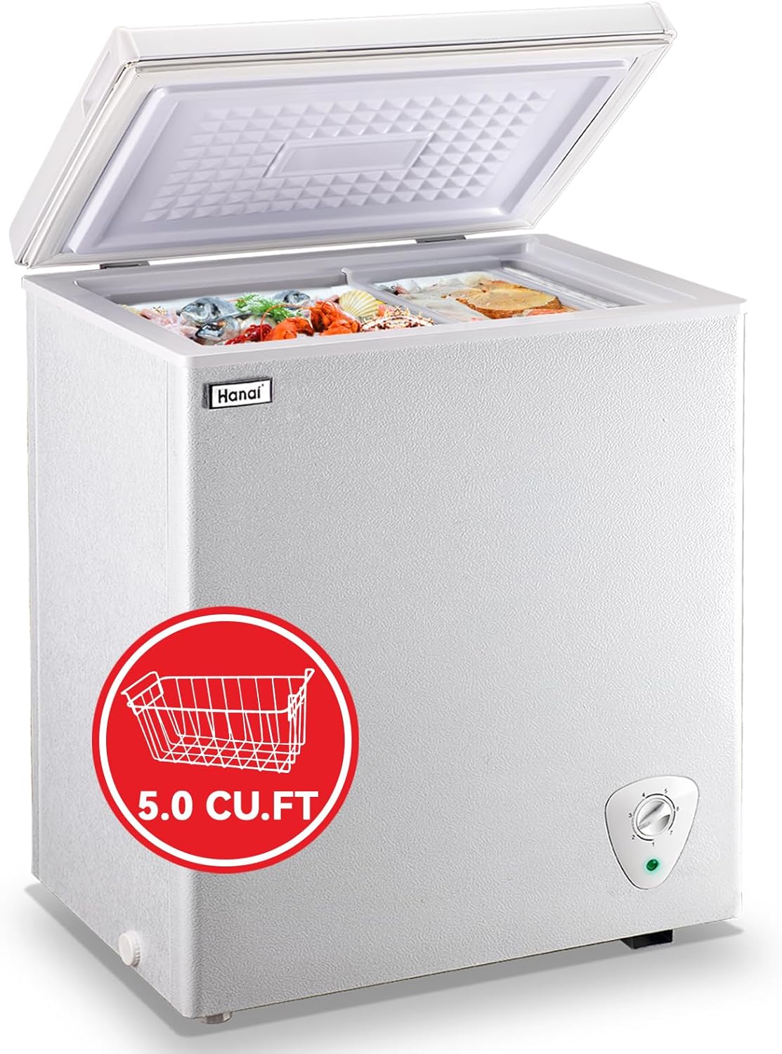5.0 Cu.Ft Chest Freezer with Removable Basket for Storage