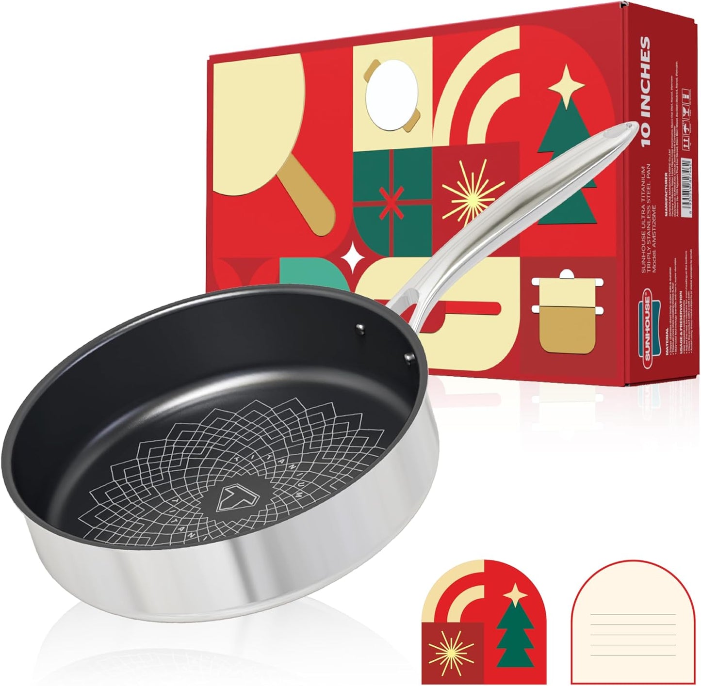 SUNHOUSE Cookware 10 inch Fry Pan for Healthy Cooking