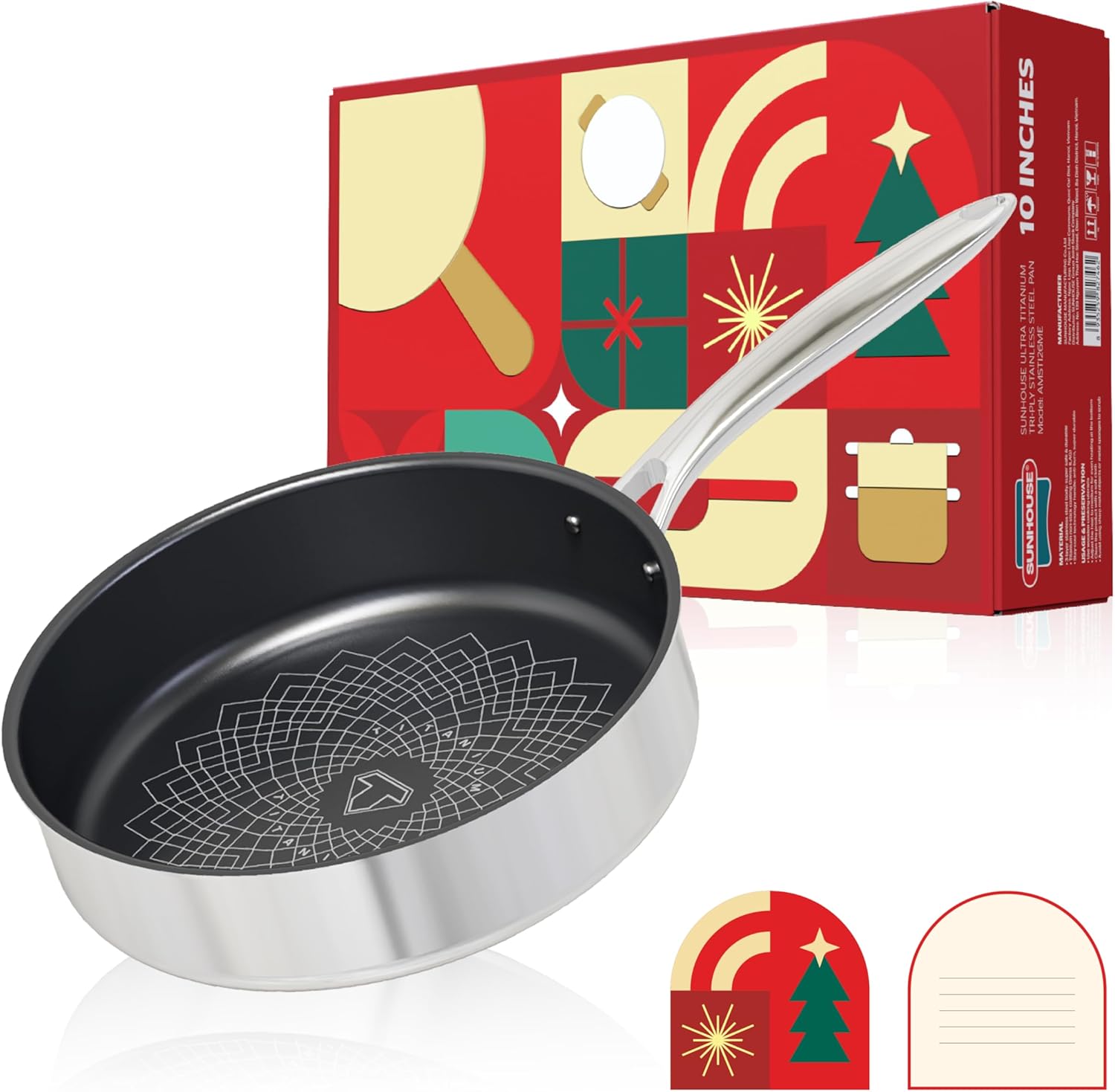 SUNHOUSE Cookware 10 inch Fry Pan for Healthy Cooking