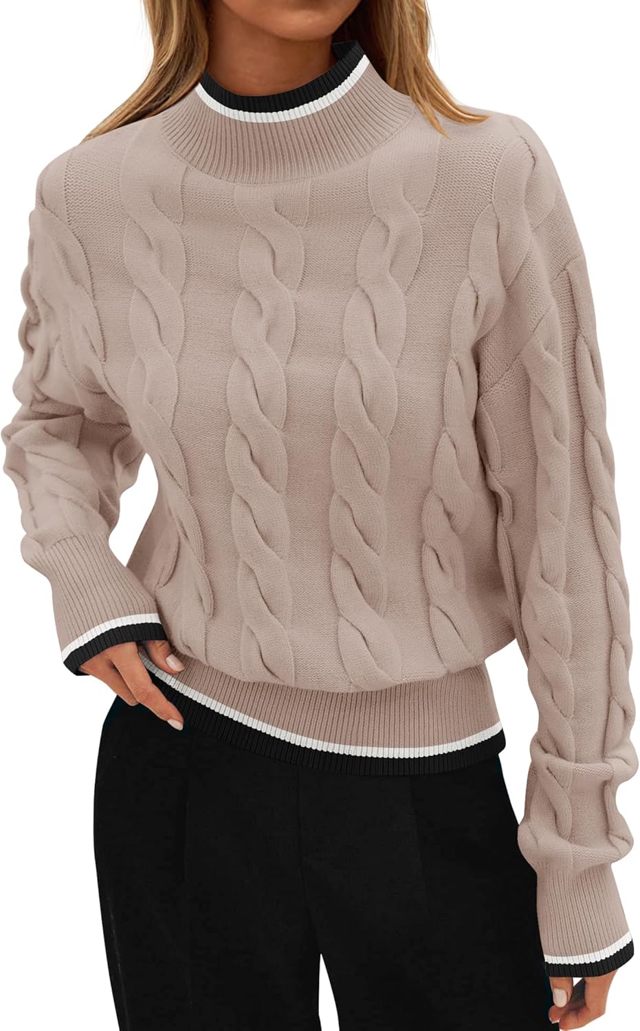 ZESICA Women's Casual Long Sleeve Mock Neck Sweater for Fall