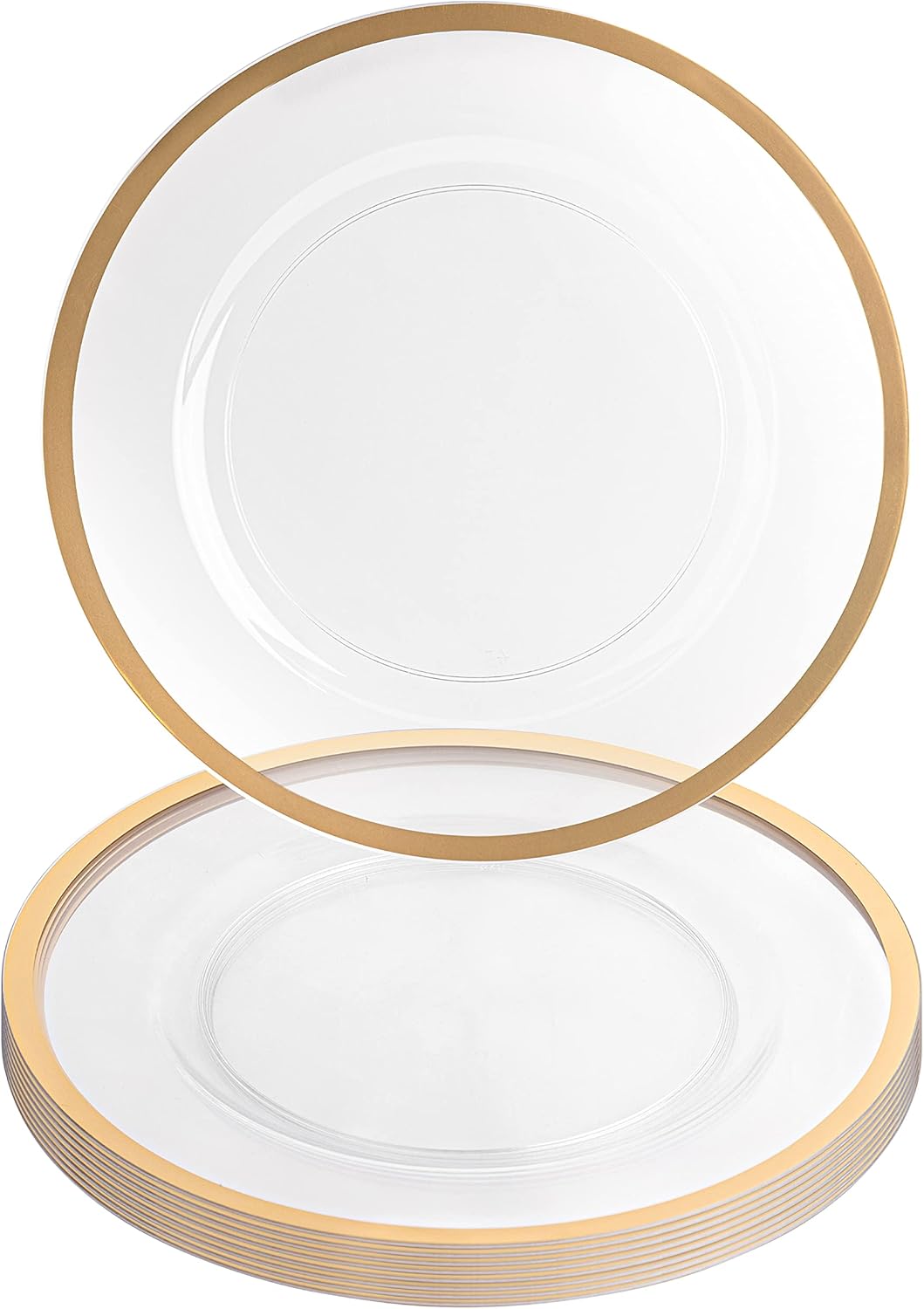 8-Pack Clear Gold Rim Chargers - Elegant Dining Essential