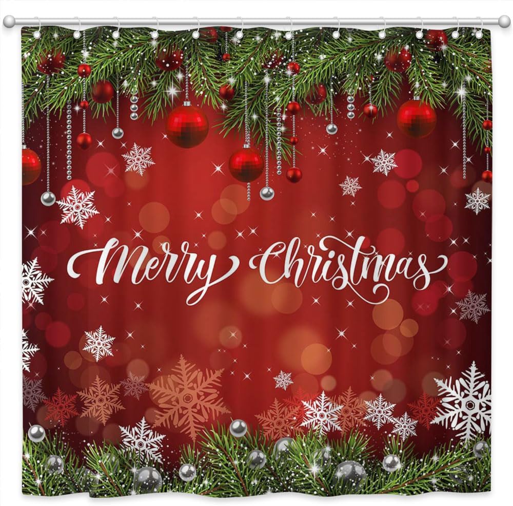 Christmas Sparkle Shower Curtain Set - Festive Holiday Decor