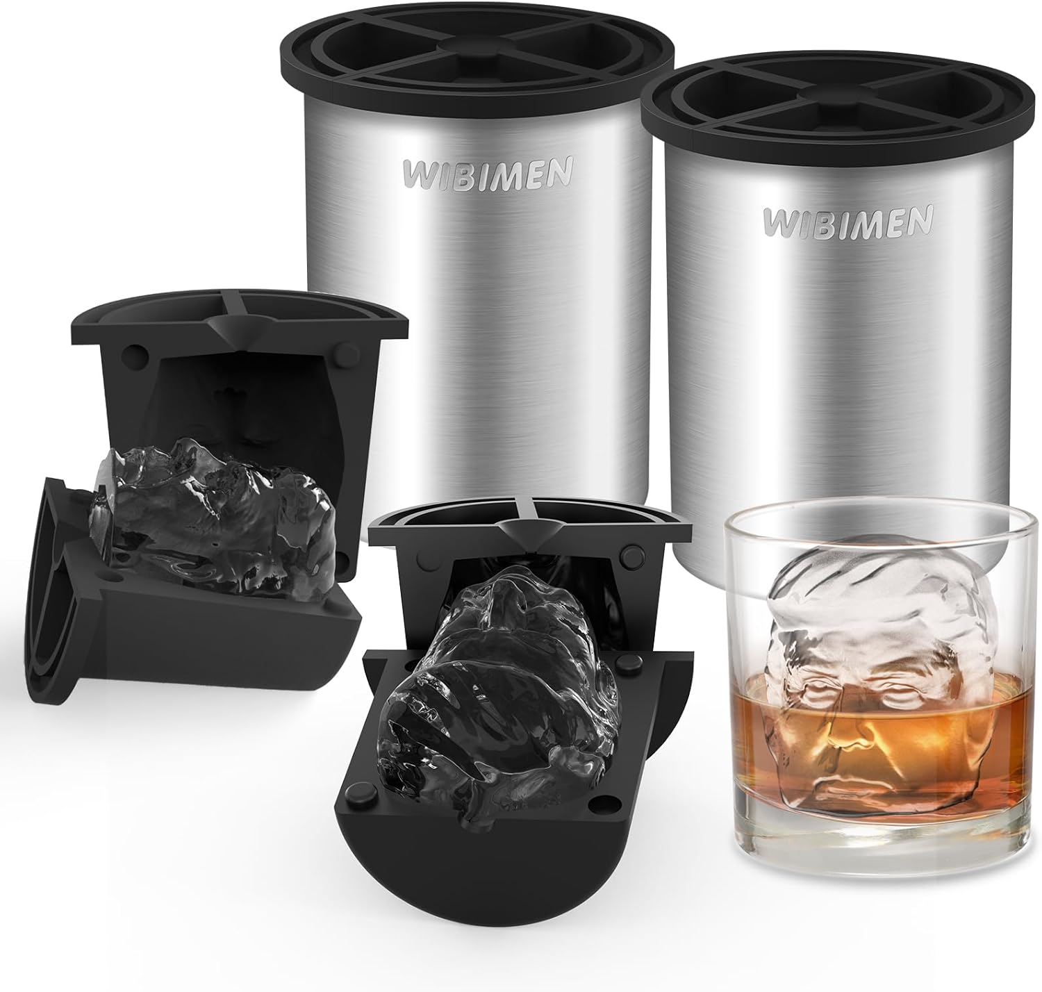 Crystal Clear Ice Cube Maker - Compact Stainless Steel Design - Whiskey Cocktails Bourbon - 2 PACK