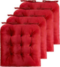 ELFJOY 4 Pack Chair Cushions 16 x 16 in - Tufted Red Seat Pads
