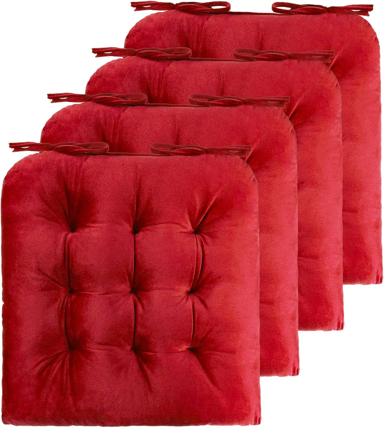 ELFJOY 4 Pack Chair Cushions for Dining Chairs - U Shape Red