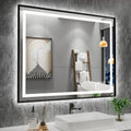 40in x 32in LED Bathroom Mirror with Black Frame - Front + Back Light