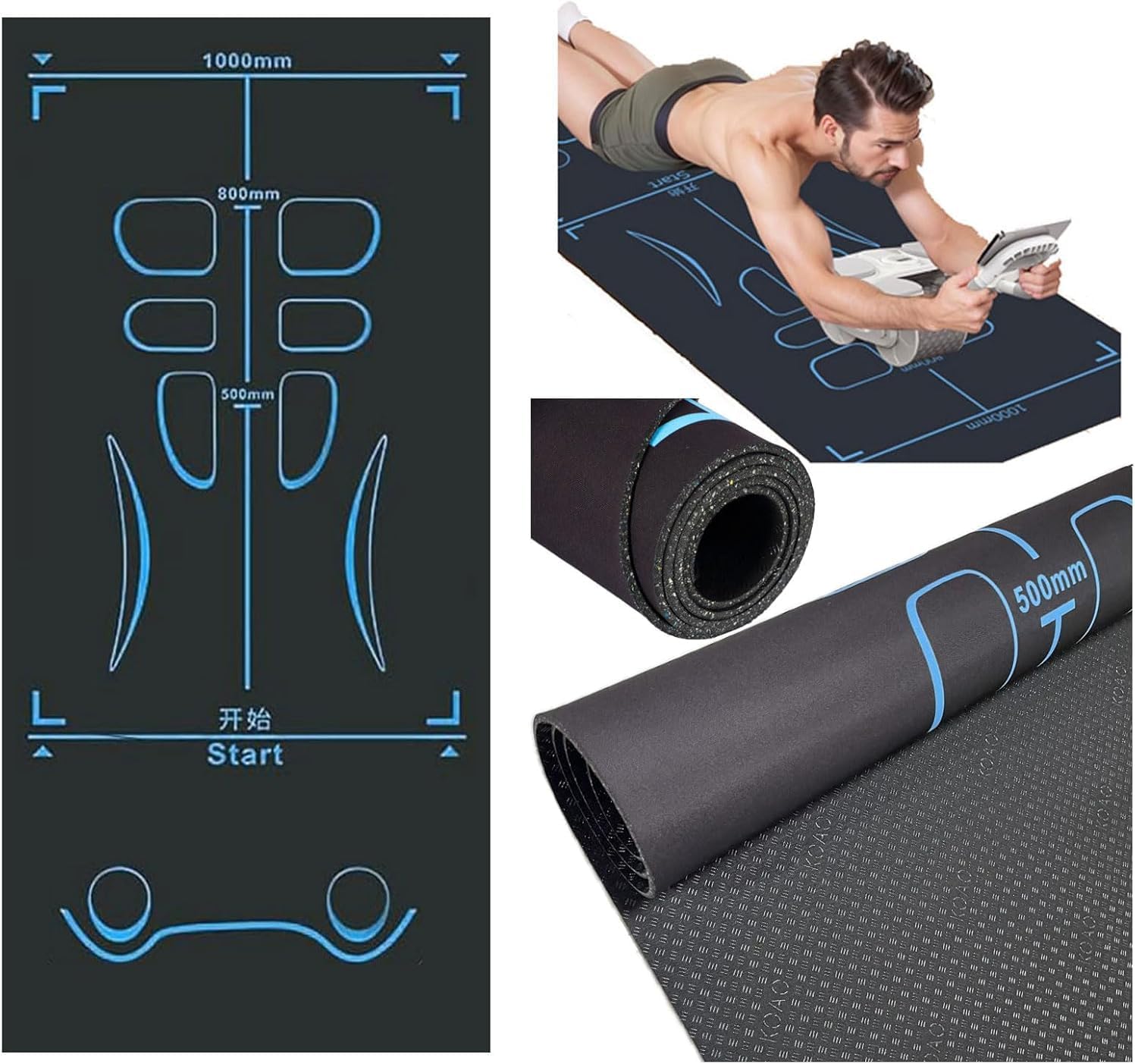 6-in-1 Exercise Mat: Sound Insulation, Storage Bag, Extra Long