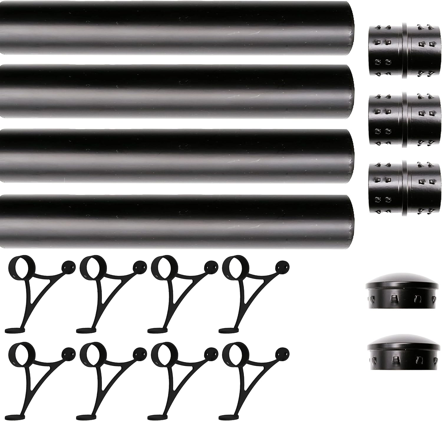 Solid Bar Mount Foot Rail Kit with Matt Black Stainless Steel Tubing