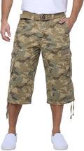 X RAY Men's Belted Long Cargo Shorts Below Knee Length - Durable