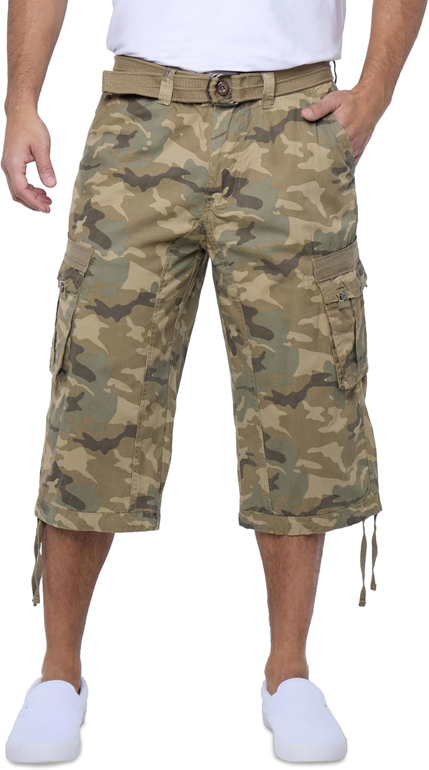 X RAY Men's Belted Long Cargo Shorts for Comfort and Style