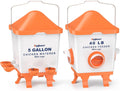Chicken Feeder and Waterer Set 5 Gallon - Adjustable Legs & Anti-Roost