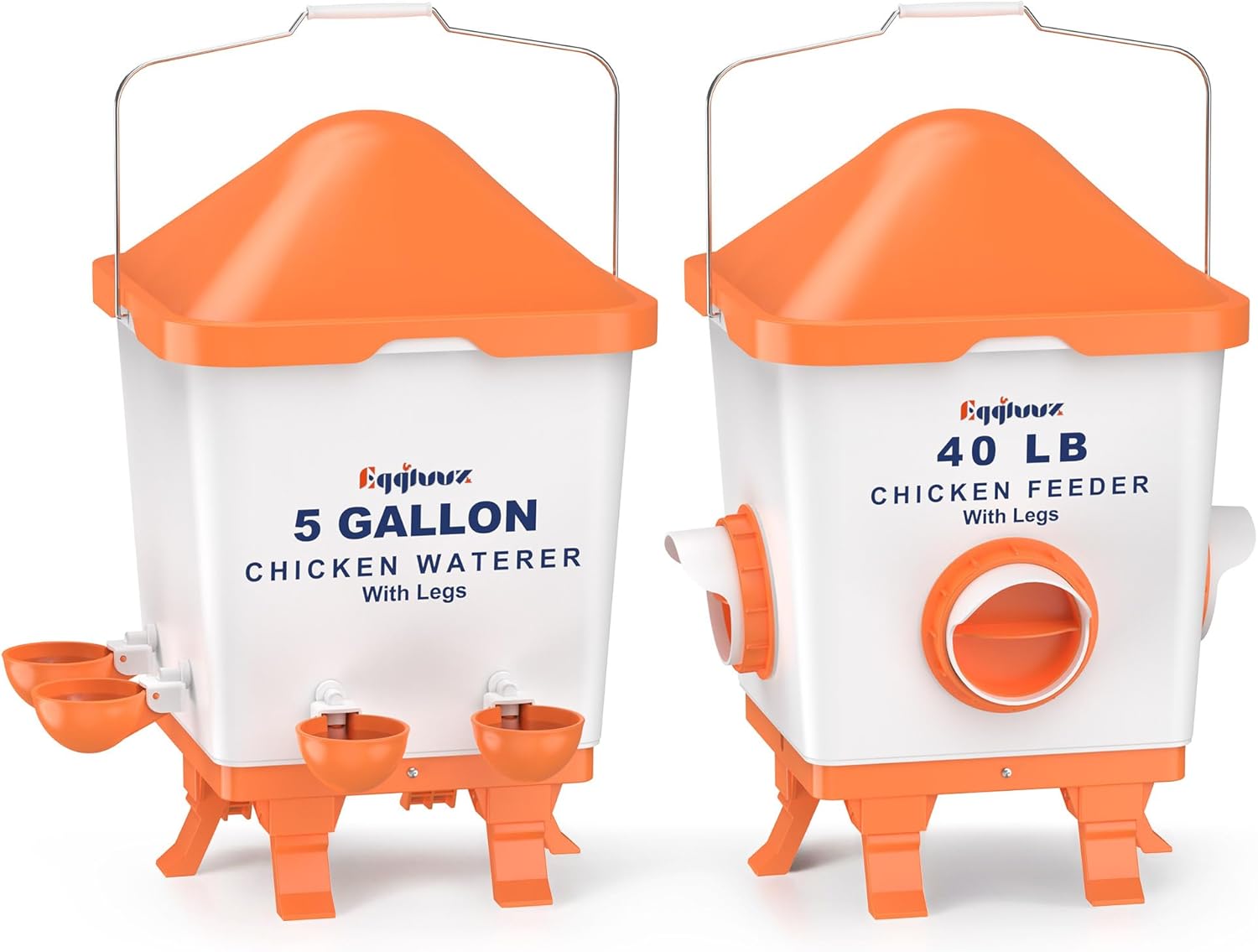 Chicken Feeder and Waterer Set with Adjustable Legs for Poultry